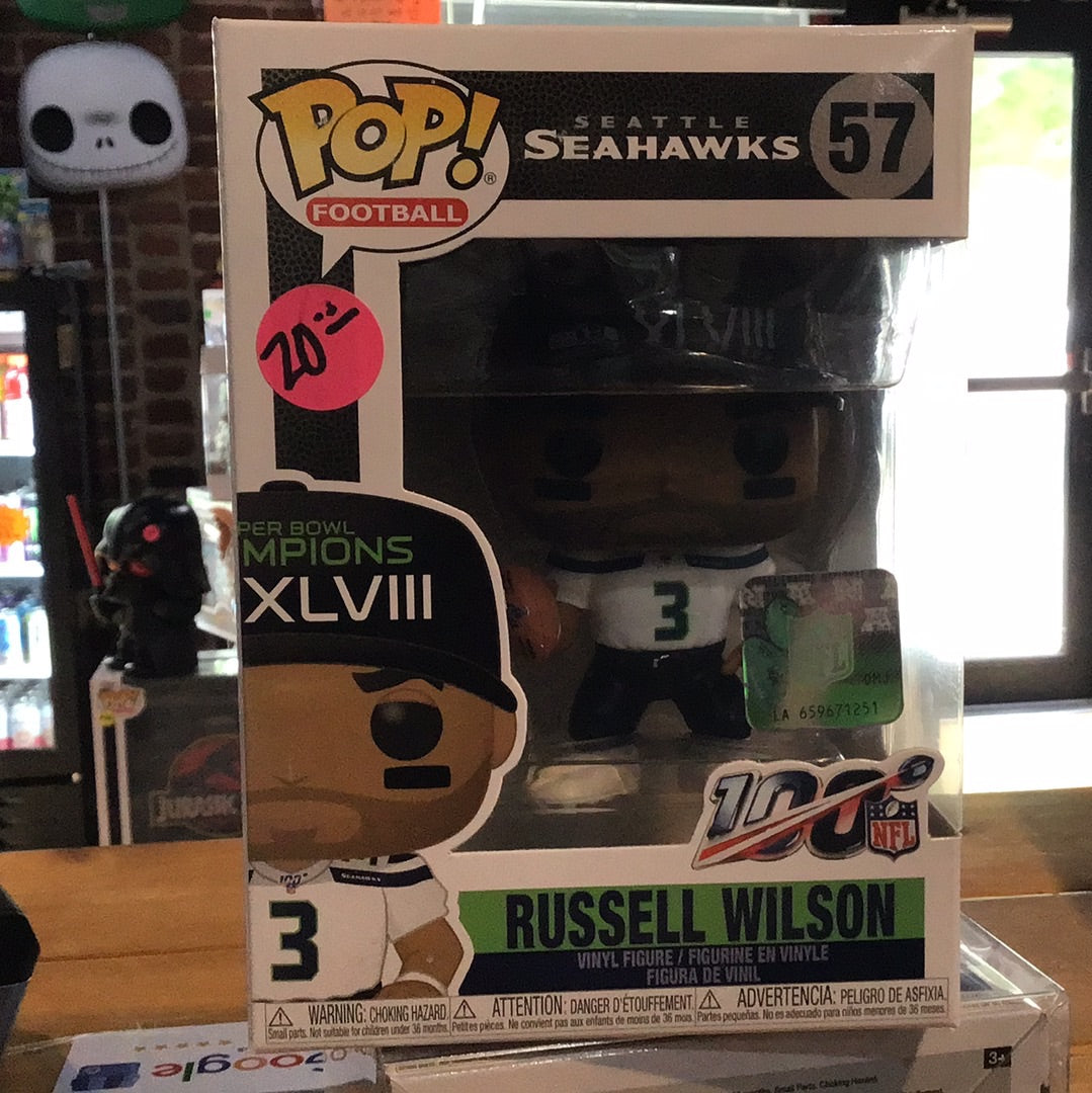NFL Russell Wilson Super Bowl hat White Jersey 57 Funko Pop! Vinyl Figure sports