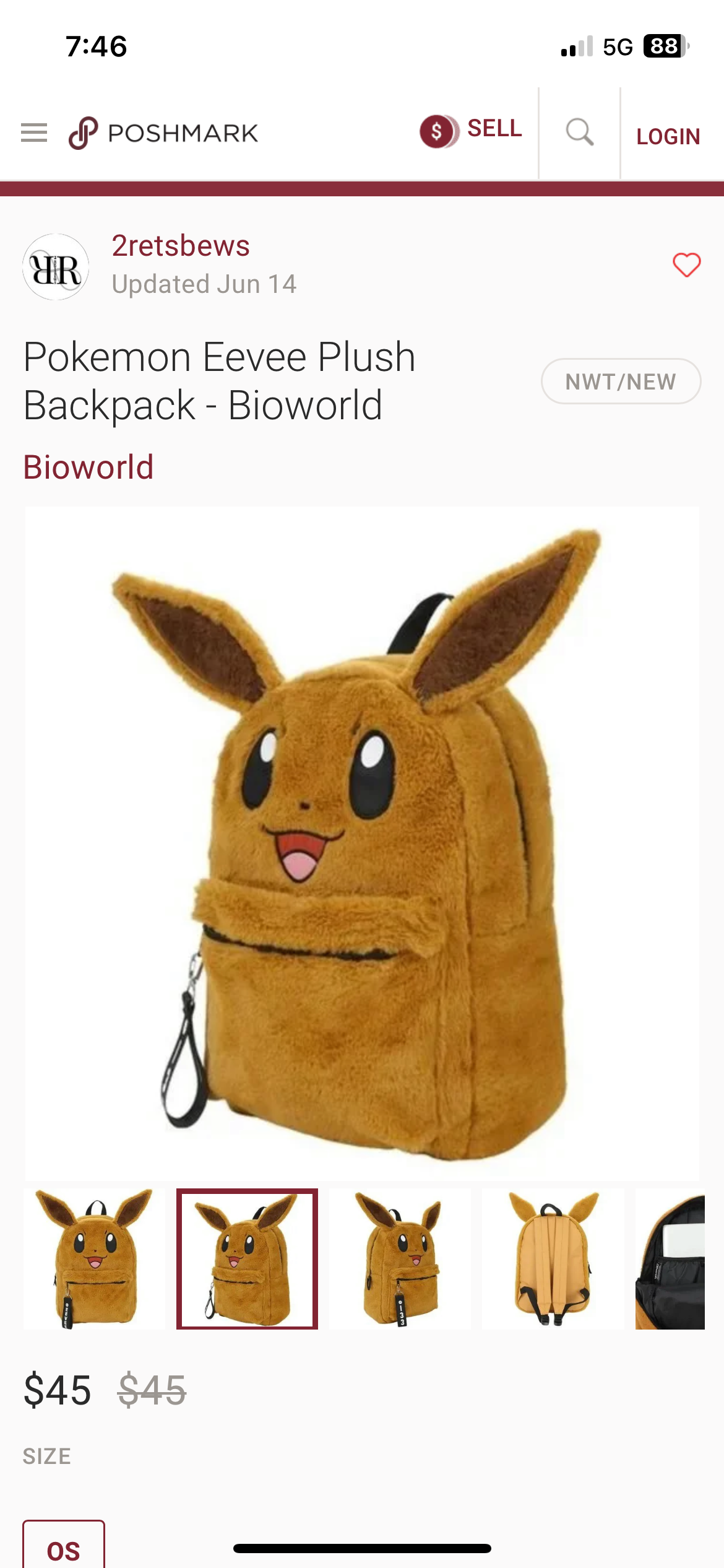 Bioworld Eevee with chunky webbing strap backpack