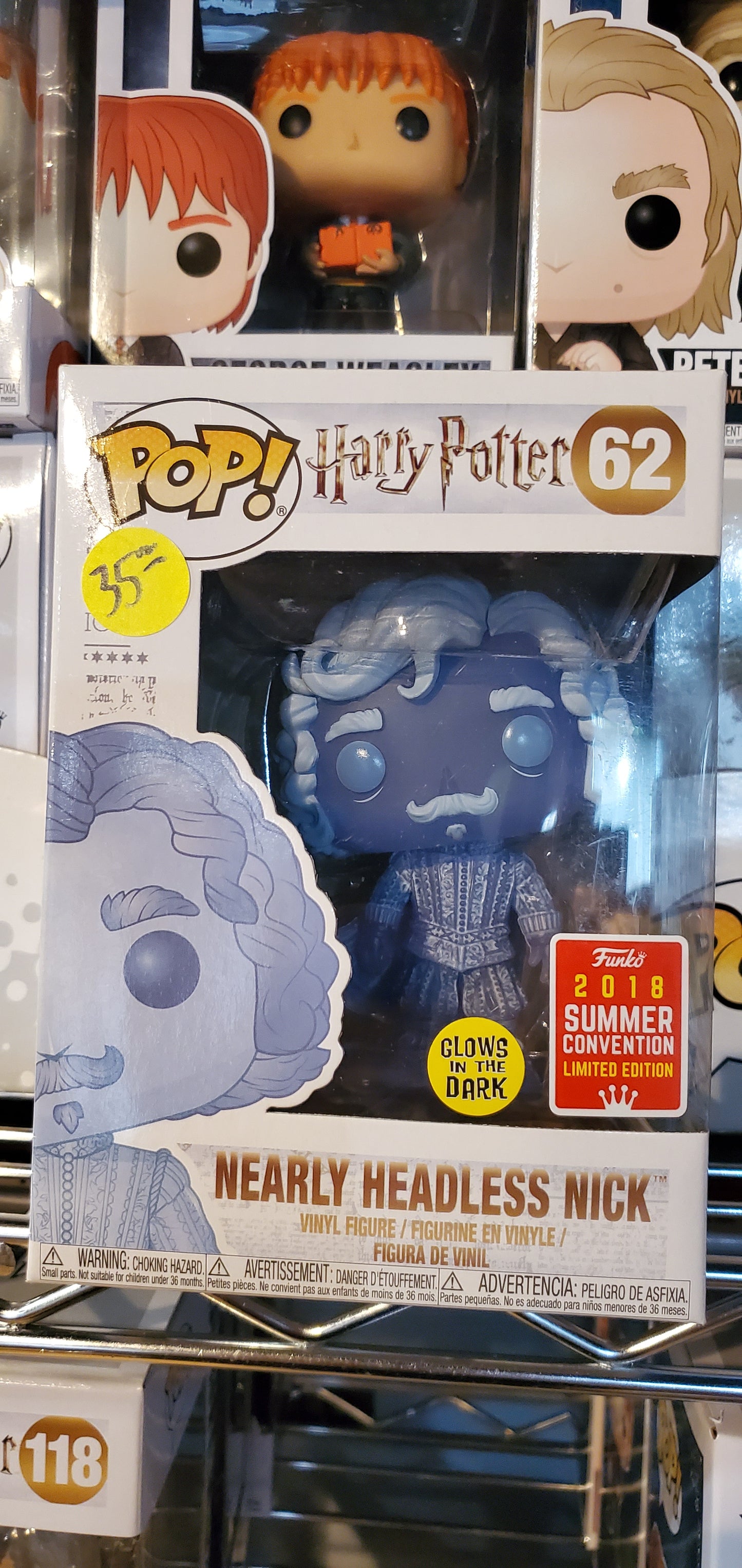 Harry Potter Nearly Headless Nick sdcc gitd Exclusive Funko Pop! Vinyl figure
