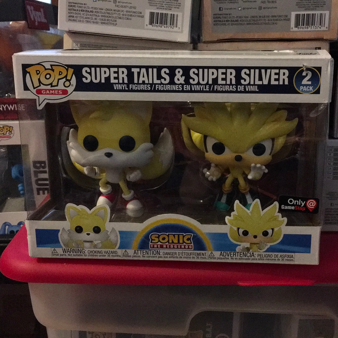 Funko Pop Games SUPER TAILS & SUPER SILVER Sonic The Hedgehog Exclusive 2  Pack