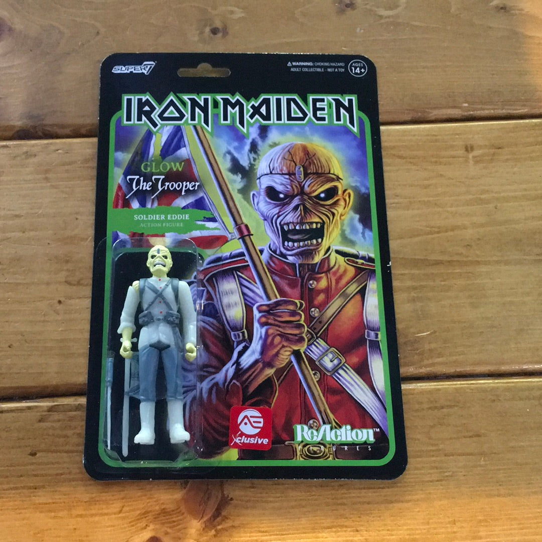 Super 7 - Iron Maiden - Soldier Eddie/The Trooper Glow REACTION FIGURE