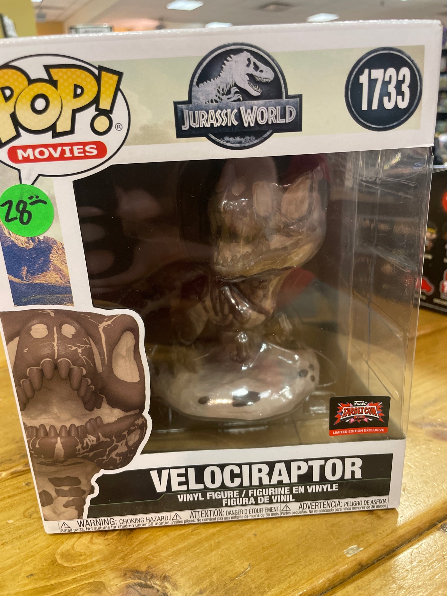 Jurassic world velociraptor fossil 1733 exclusive 6" Funko Pop! Vinyl figure cartoon