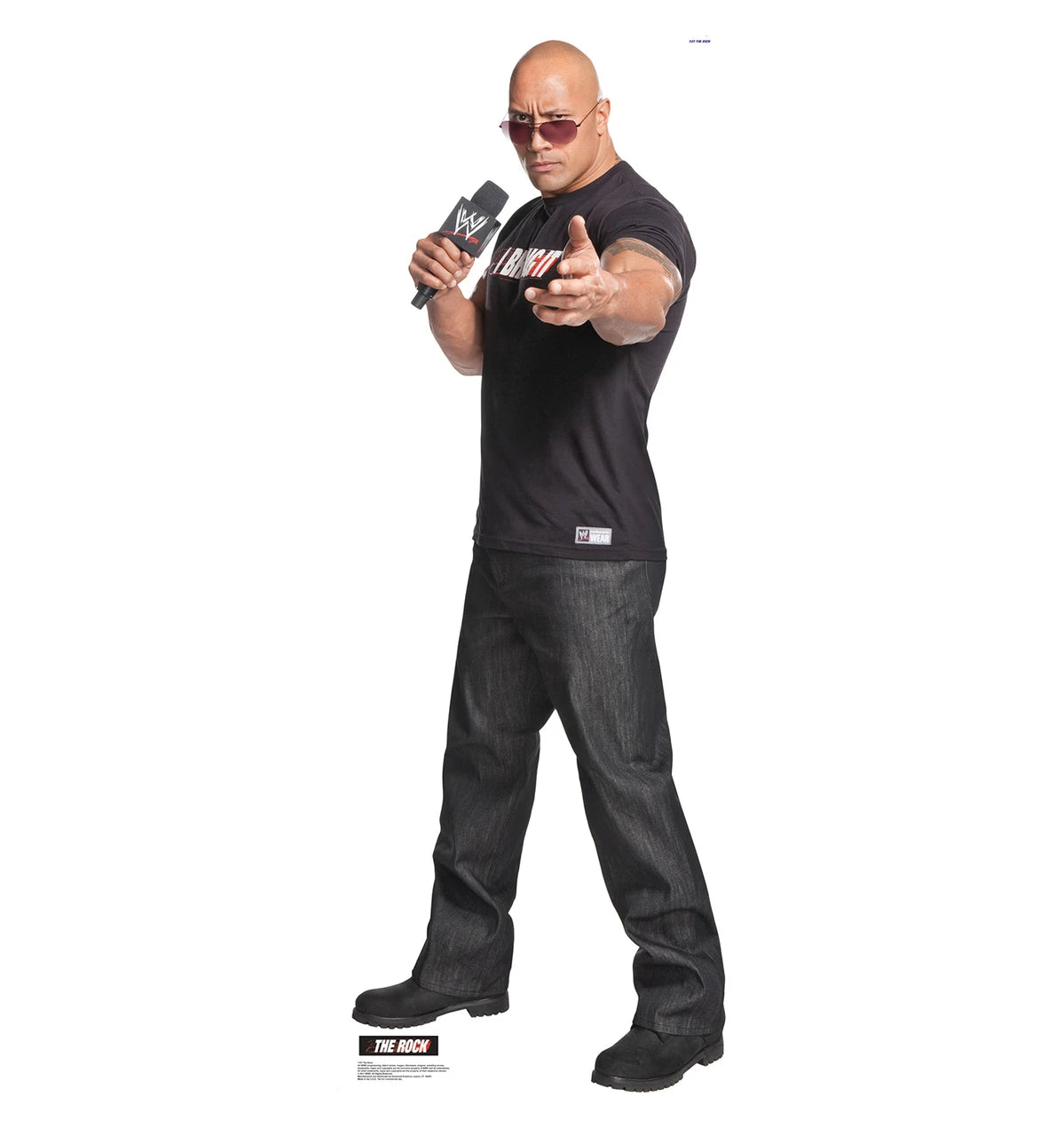 WWE The Rock Microphone - LIFE SIZE STANDEE cardboard stand up NEW