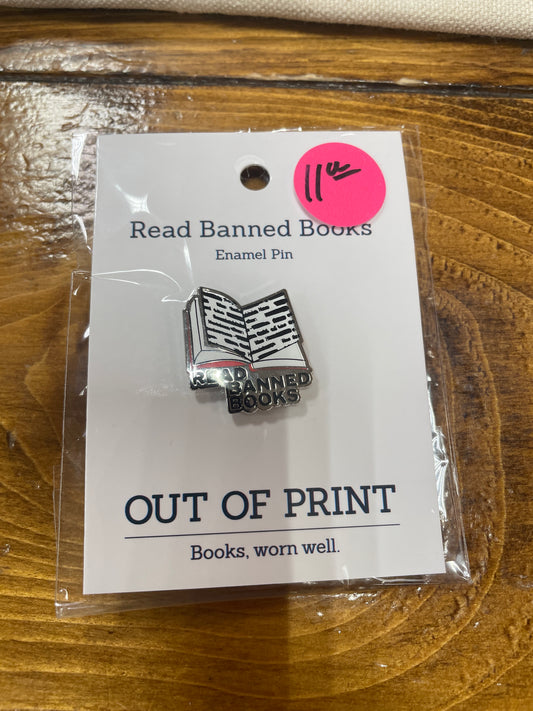 Out of Print - Read Banned Books Enamel Pin