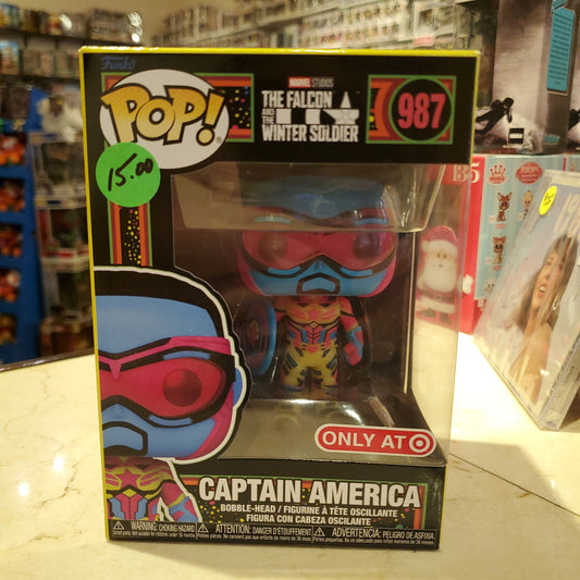 Marvel - Captain America (BLKLT) #987- Funko Pop! Vinyl Figure