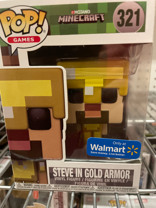 Minecraft Steve in Gold armor 321 exclusive funko pop vinyl figure video games