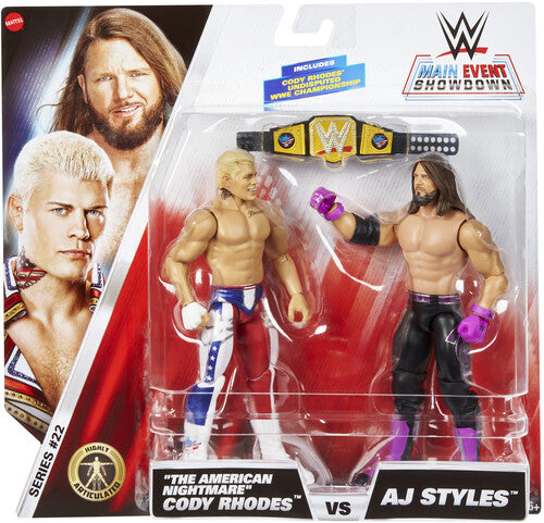 WWE Main Event Showdown Cody Rhodes vs. AJ Styles Action Figures (Sports)
