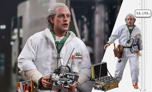 Hot Toys Sideshow Collectibles Back to the Future Doc Brown deluxe version Sixth Scale Figure