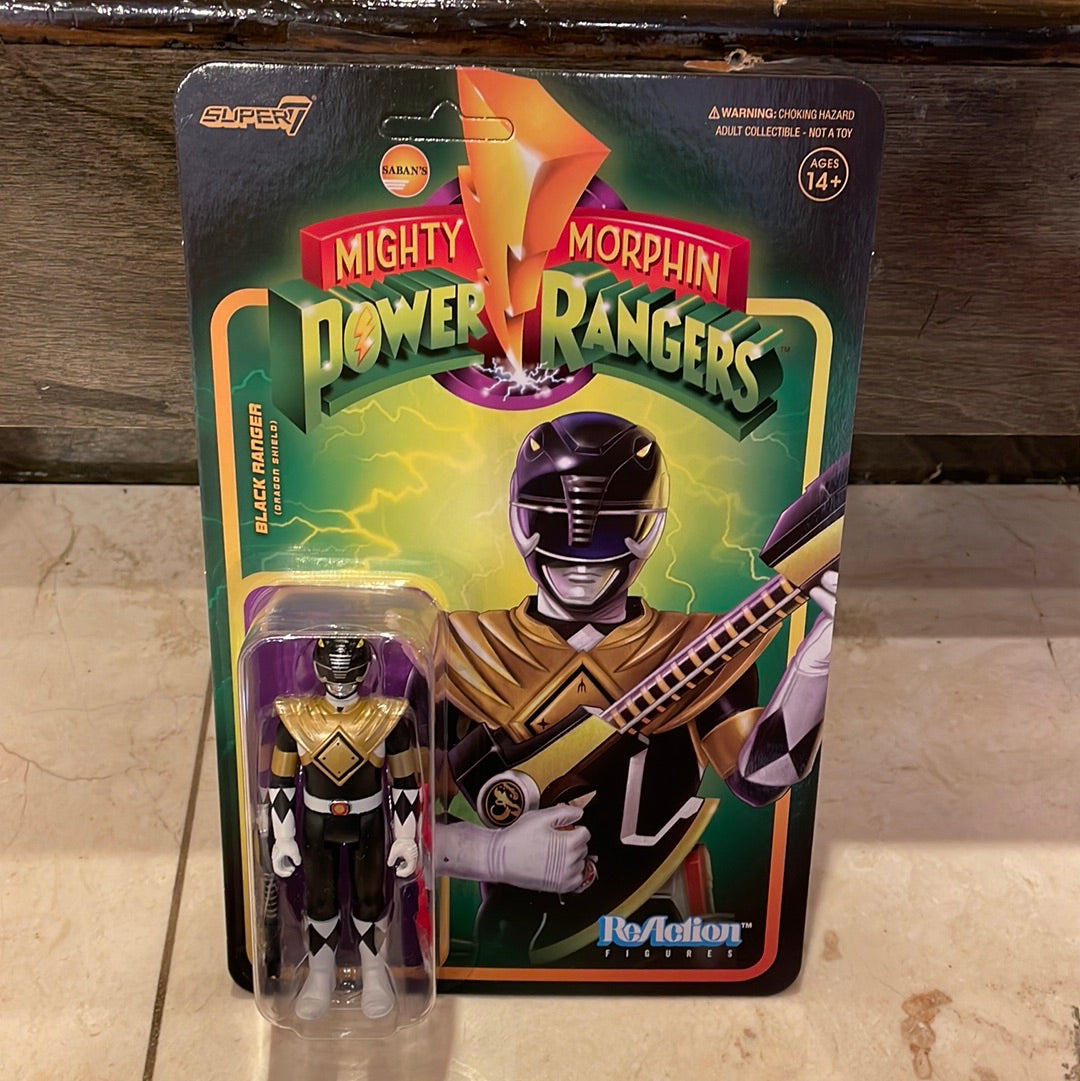 Super 7 Mighty Morphin Power Rangers Black Ranger REACTION FIGURE