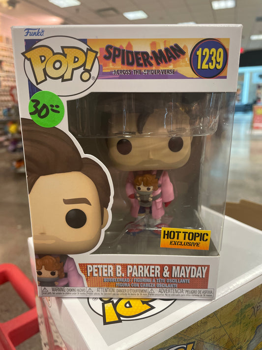 Marvel across the Spiderverse Peter B. Parker & Mayday 1239 Hot Topic exclusive Funko Pop! Vinyl figure new