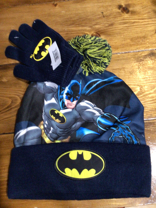 Bioworld Batman skull cap beanie and gloves set
