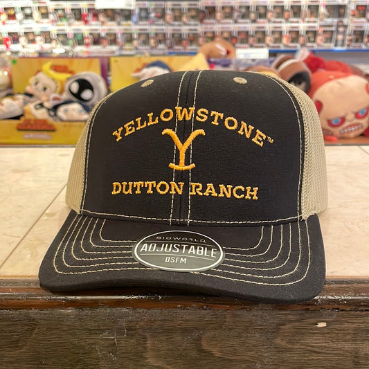 Bioworld Yellowstone Dutton ranch twill fabric Trucker hat Black