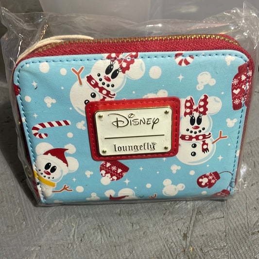 Loungefly Mickey Minnie Snowman zip around wallet