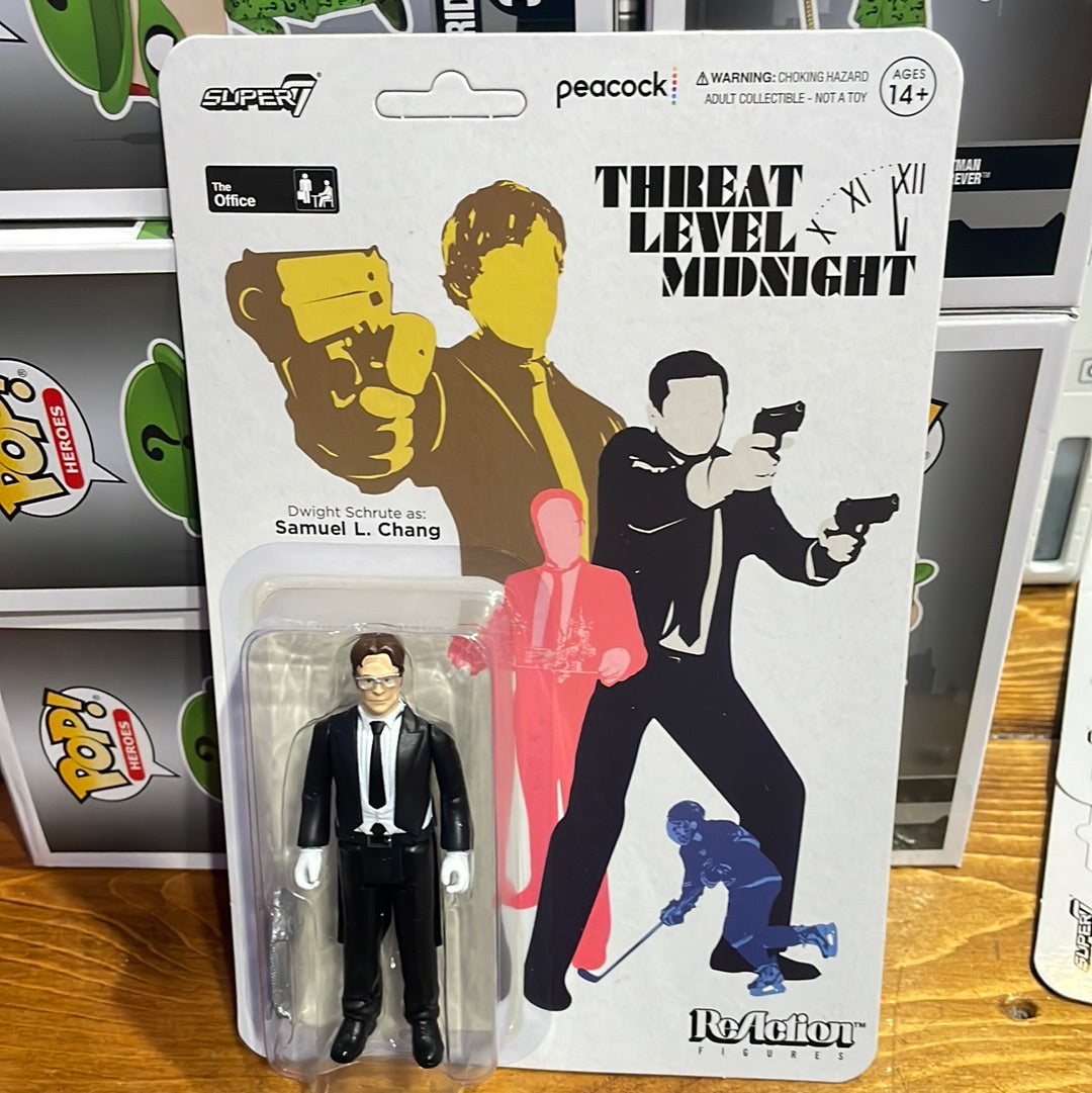 The Office Threat Level Midnight Dwight Scrute as Samuel l Chang uper 7 reaction figure new