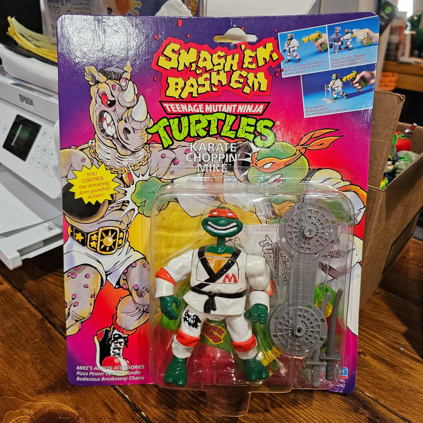 TMNT - Smash'em Bash'em Karate Choppin' Mike - Playmates Action Figure (1992)