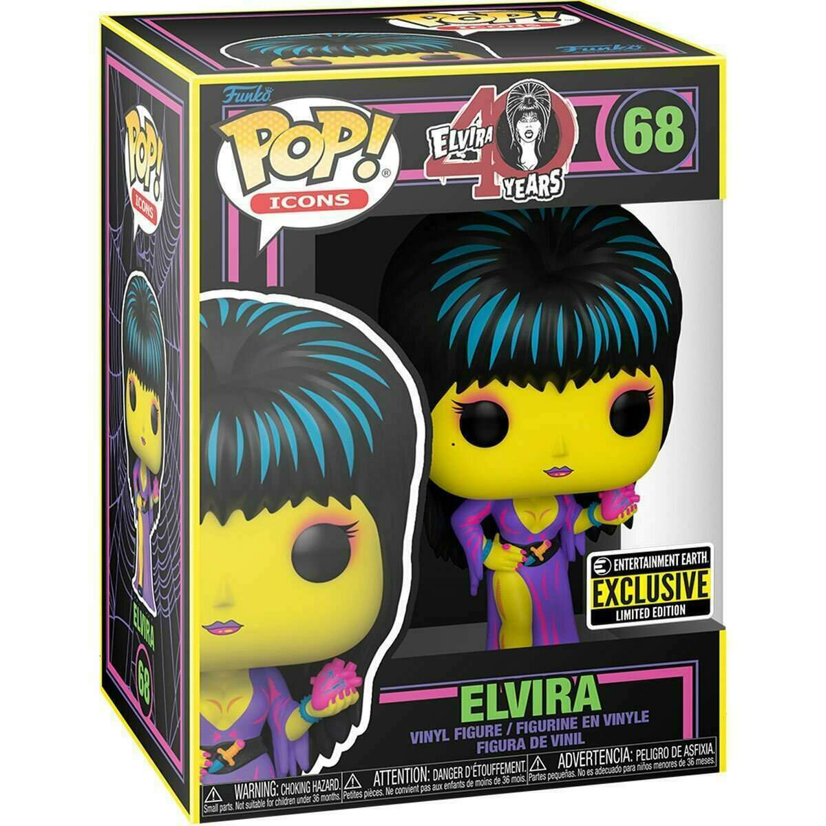 Elvira #68 - Blacklight Exclusive Funko Pop Figure (ad icons)