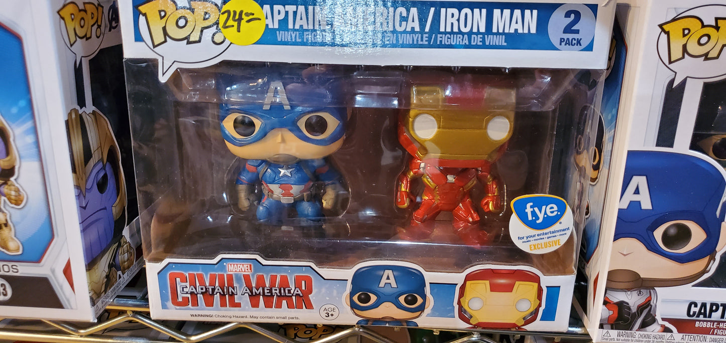 Captain America Civil War Iron Man 2 Pack FYE Funko Pop! Vinyl figure store