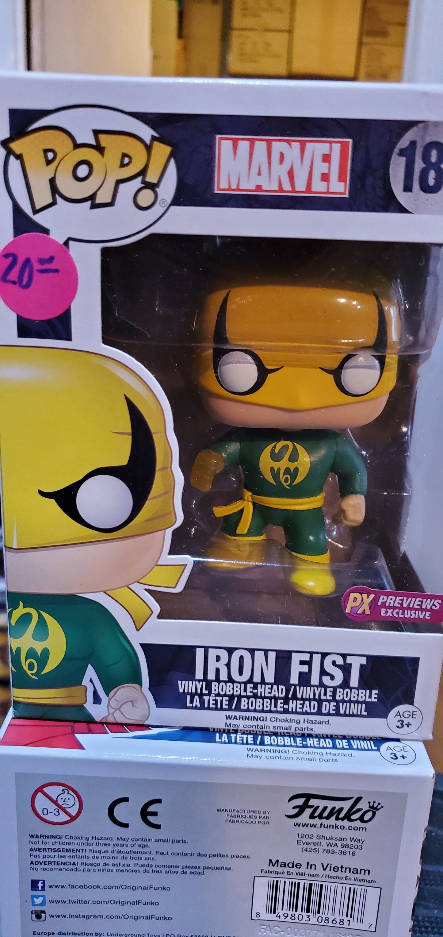 Iron Fist Px Exclusive 188 Funko Pop! Vinyl figure marvel