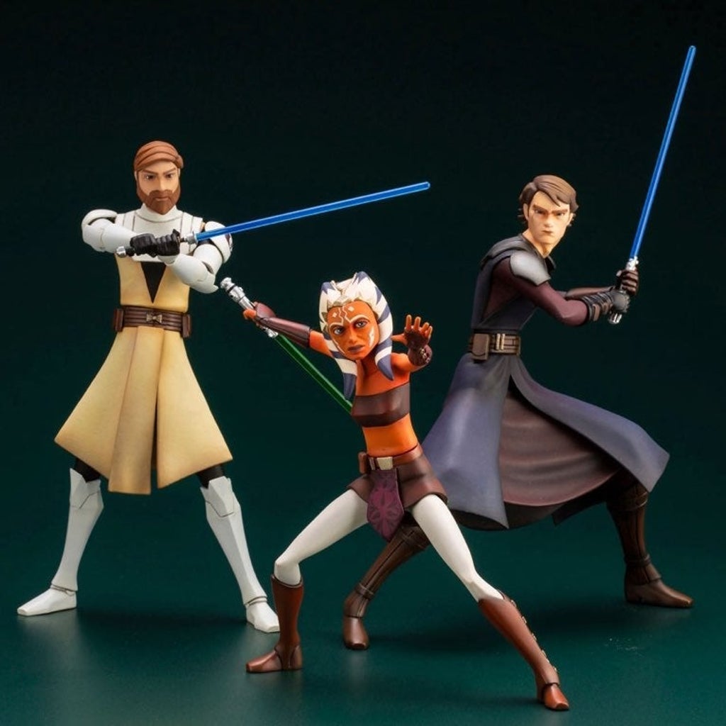 Star Wars Clone Wars Kenobi Skywalker Ahsoka set Kotobukiya Artfx statue