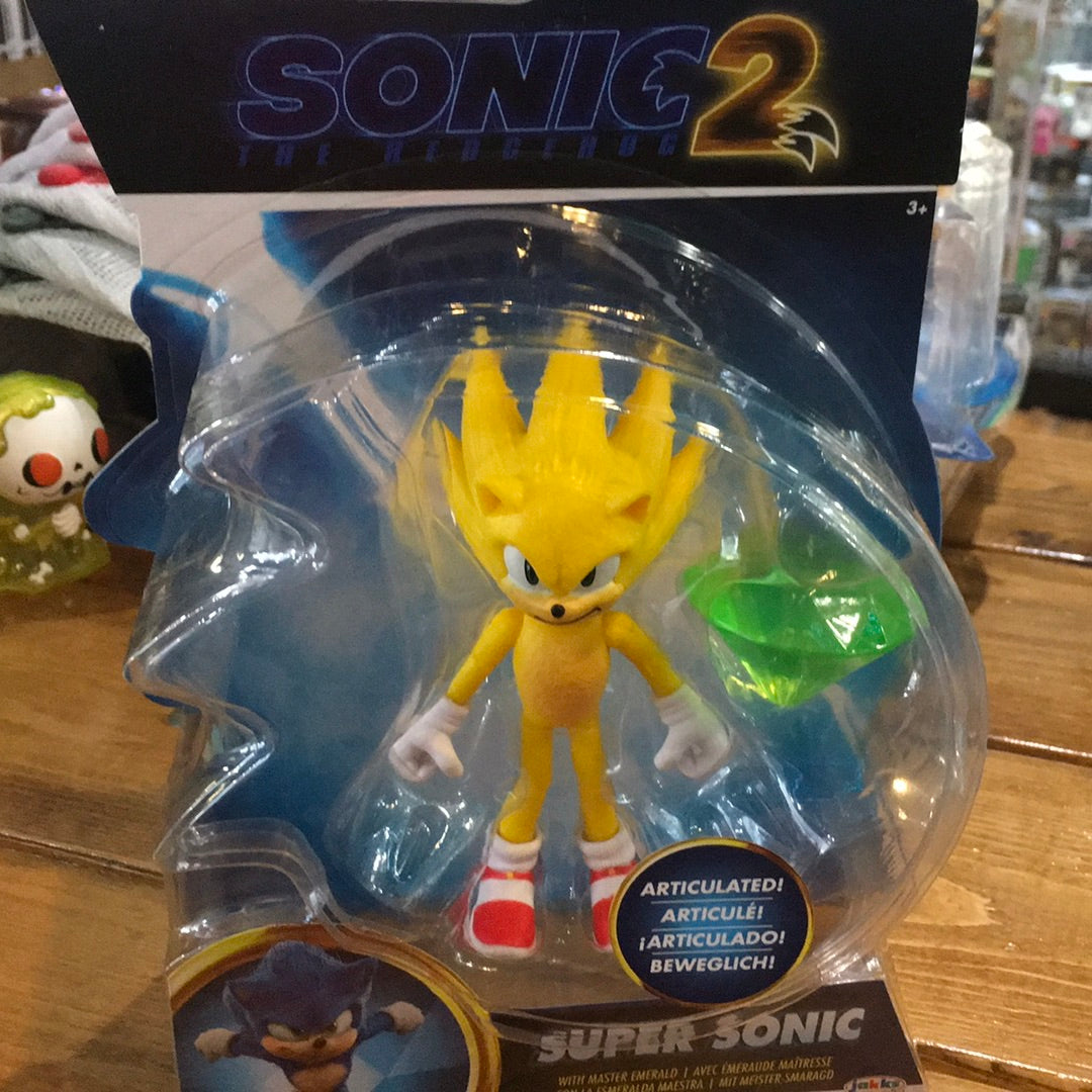 Sonic the Hedgehog 2 Movie Series 4-inch Action Figure Super Sonic with  Master Emerald