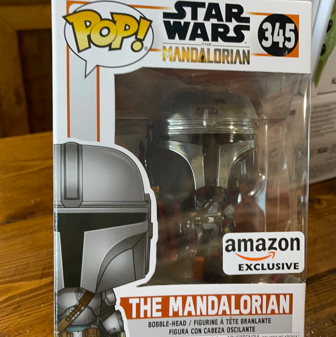 Mandalorian 345 Amazon chrome exclusive Funko Pop Vinyl figure