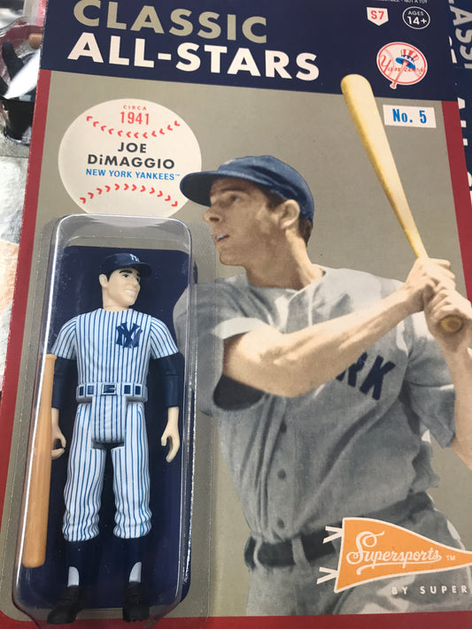 Super 7 MLB Joe DiMaggio REACTION FIGURE  MOC sports