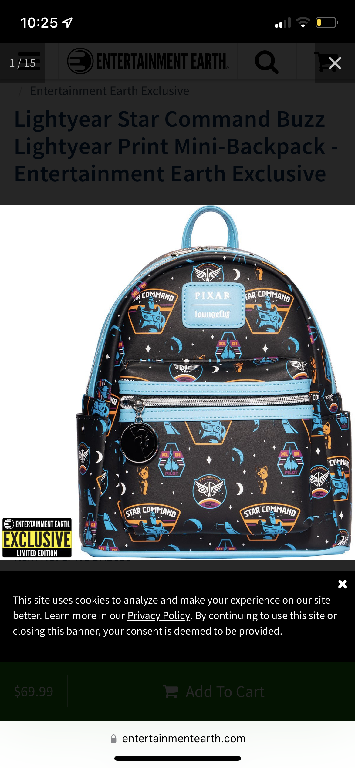 Lightyear Star Command Buzz Lightyear Print Mini Backpack by Loungefly