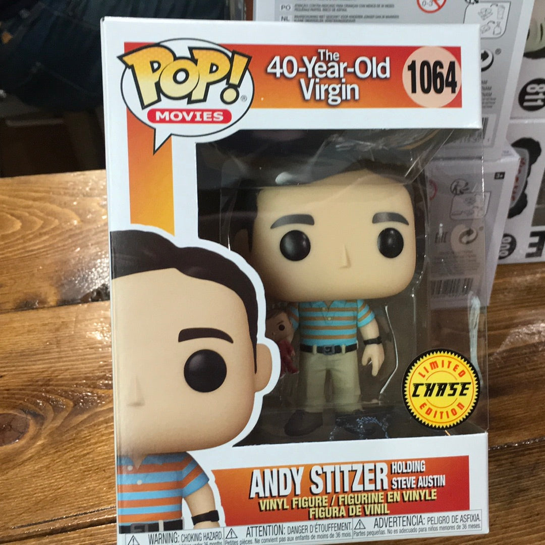 Andy Stitzer Holding Oscar Goldman 40 Year Old Virgin Funko Pop! Vinyl figure movie