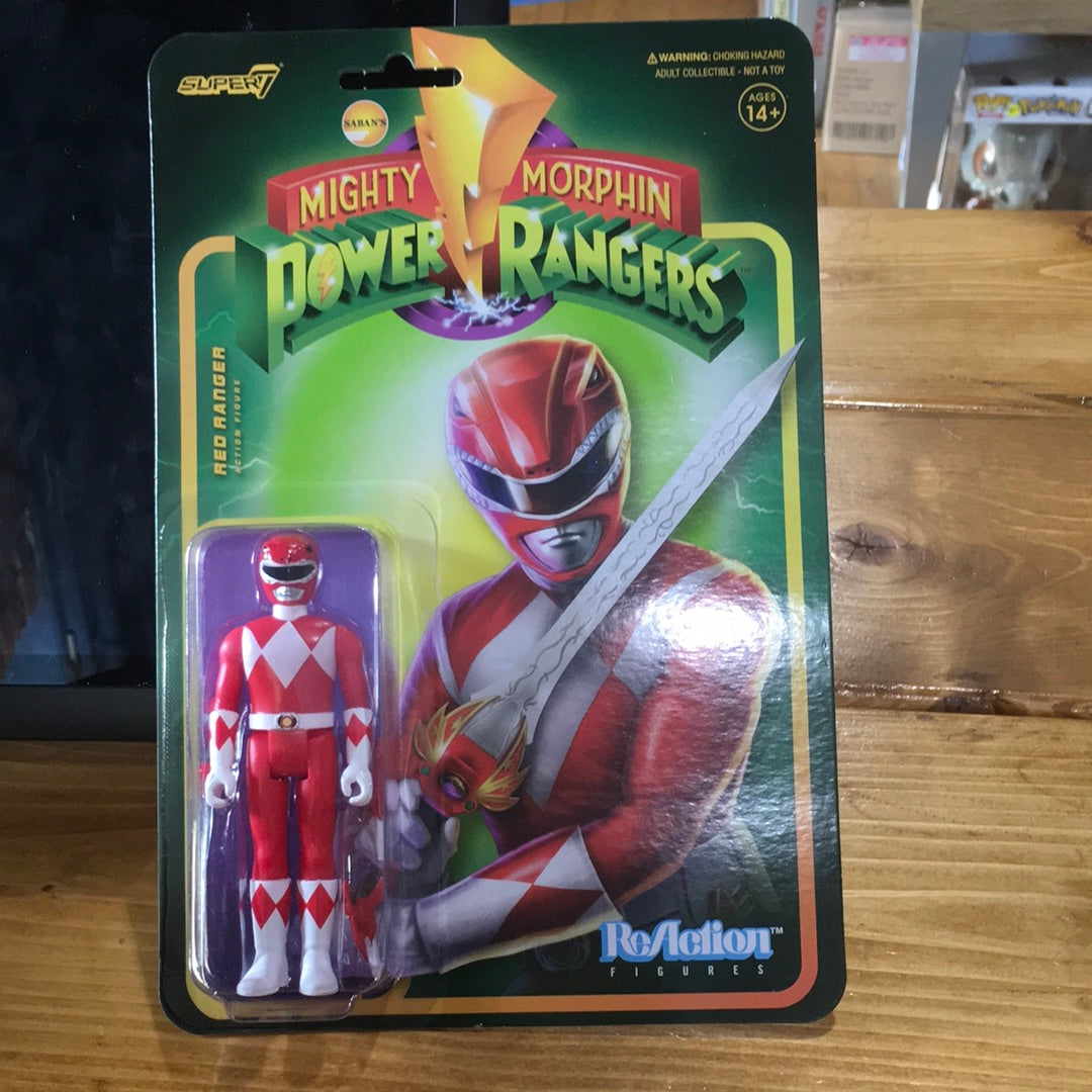 Super 7 Mighty Morphin Power Rangers Red Ranger REACTION FIGURE
