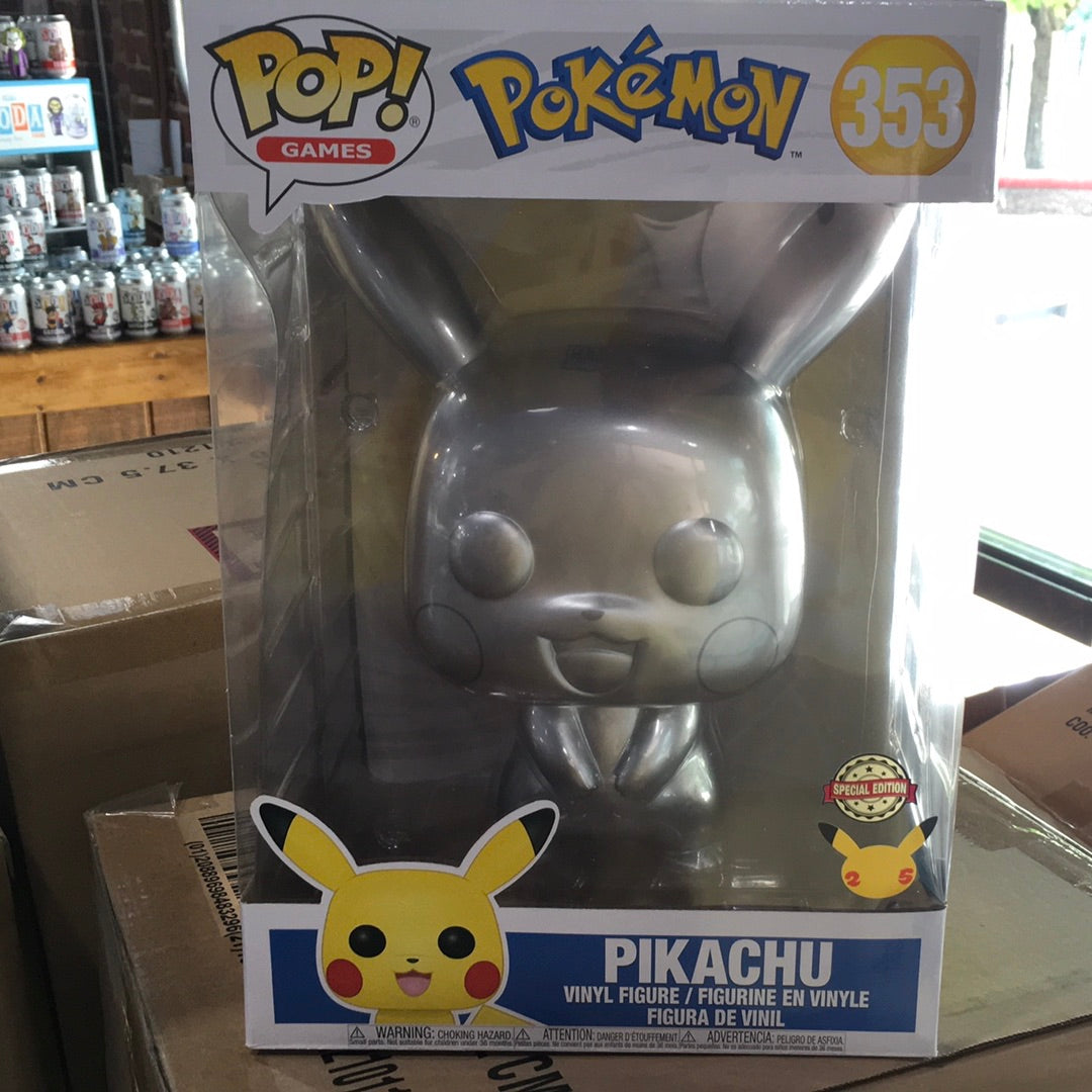 Pokemon - 25th Anniversary Silver Pikachu #353 - 10-inch Exclusive Funko Pop! Vinyl Figure (video games)