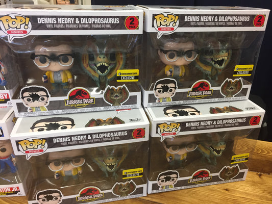 Jurassic Park Denis Nedry Dilophosaurus Exclusive 2 Pack Funko Pop! Vinyl Figure