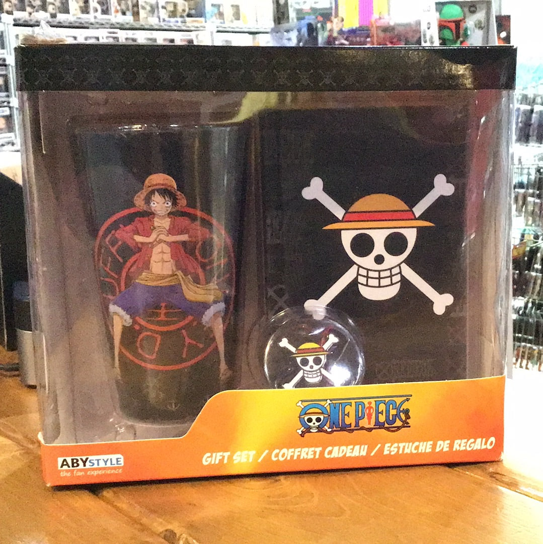 One Piece - Luffy Glass, Notebook and Pin Gift Set