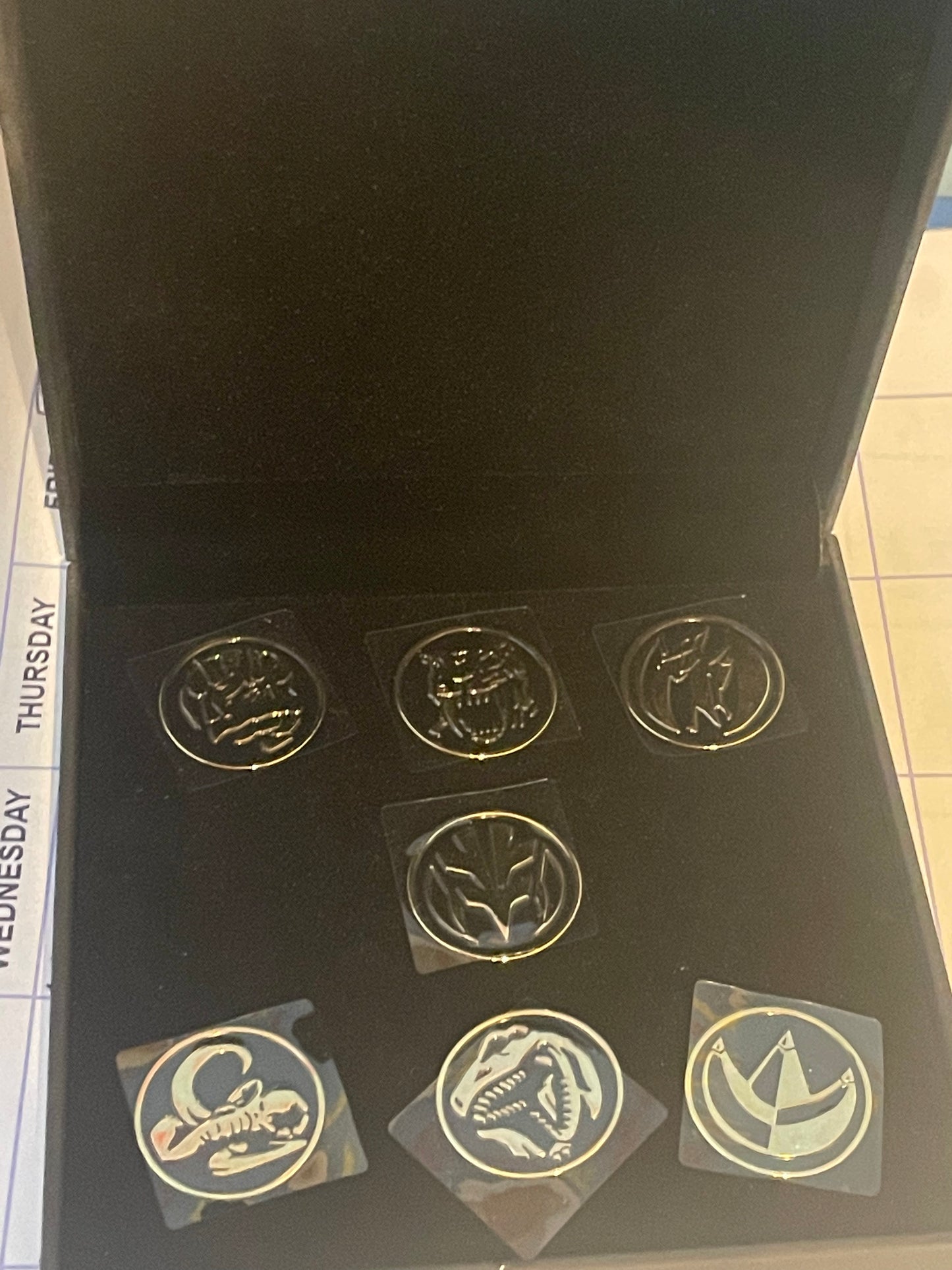 MMPR Power Rangers SDCC Exclusive 24 karat gold Pin set